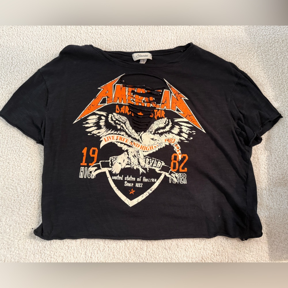 Black Graphic T-Shirt with Eagle Design